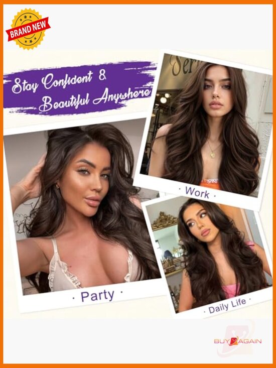 26in HD Lace Front Wig with Body Wave, Glueless & Pre-Plucked, Heat Resistant 26in HD Lace Front Wig with Body Wave, Glueless & Pre  main image 4